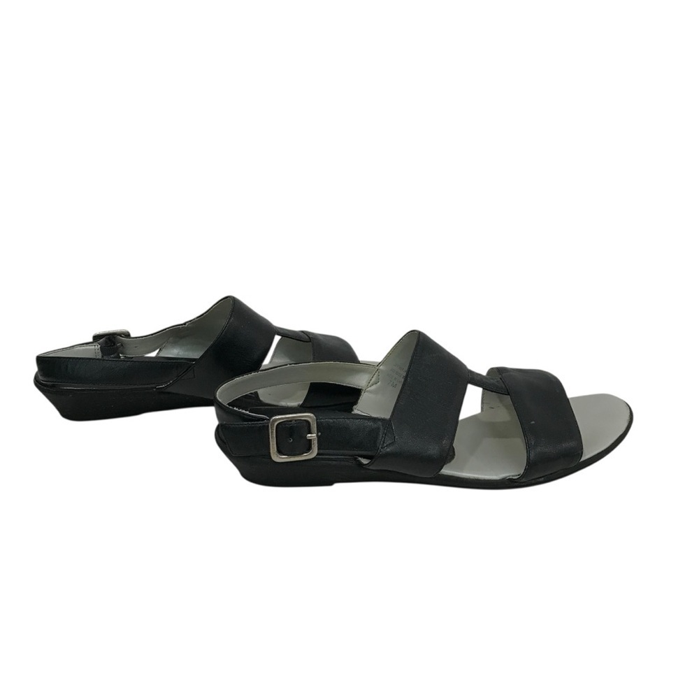 Brioso Sandals Black Leather Wedge Summer Strappy Slingback Size 7 - Picture 7 of 7